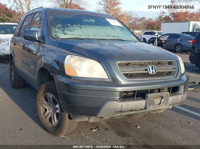 2004 Honda Pilot Ex VIN: 5FNYF184X4B004966 Lot: 40710670