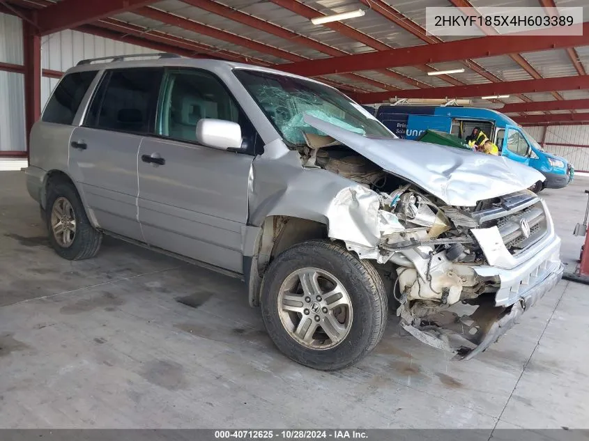 2004 Honda Pilot Ex-L VIN: 2HKYF185X4H603389 Lot: 40712625