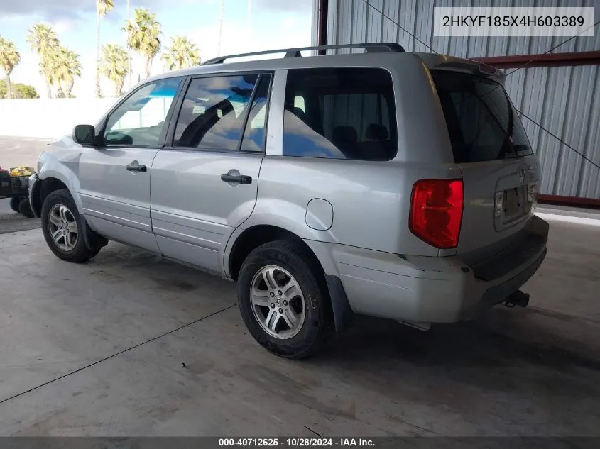 2004 Honda Pilot Ex-L VIN: 2HKYF185X4H603389 Lot: 40712625