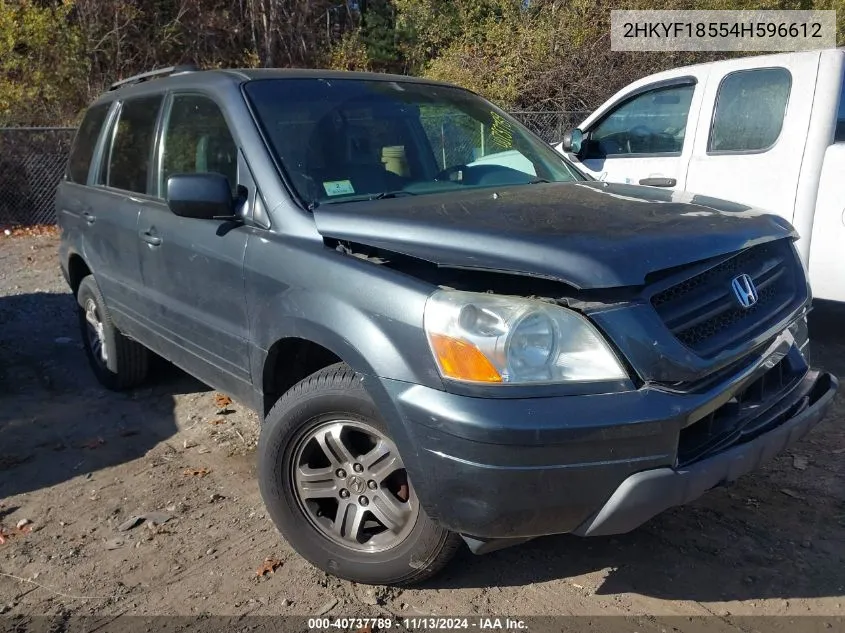 2004 Honda Pilot Ex VIN: 2HKYF18554H596612 Lot: 40737789