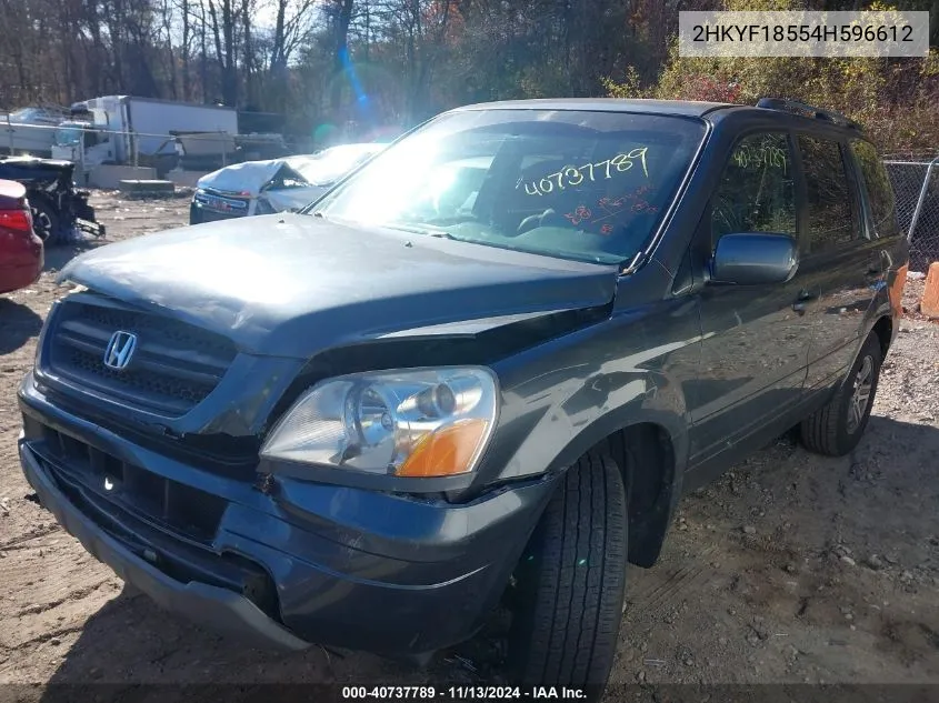 2004 Honda Pilot Ex VIN: 2HKYF18554H596612 Lot: 40737789