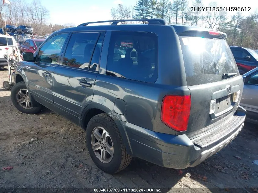 2004 Honda Pilot Ex VIN: 2HKYF18554H596612 Lot: 40737789