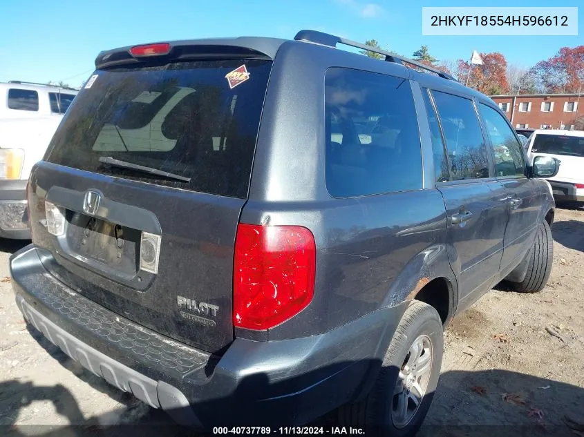 2004 Honda Pilot Ex VIN: 2HKYF18554H596612 Lot: 40737789