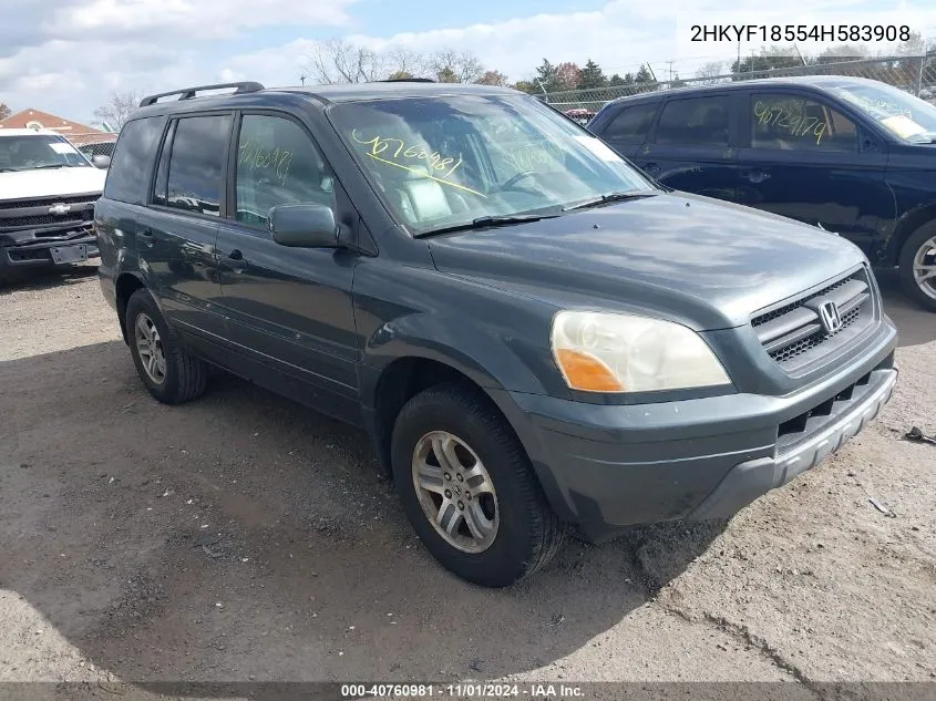 2004 Honda Pilot Ex VIN: 2HKYF18554H583908 Lot: 40760981