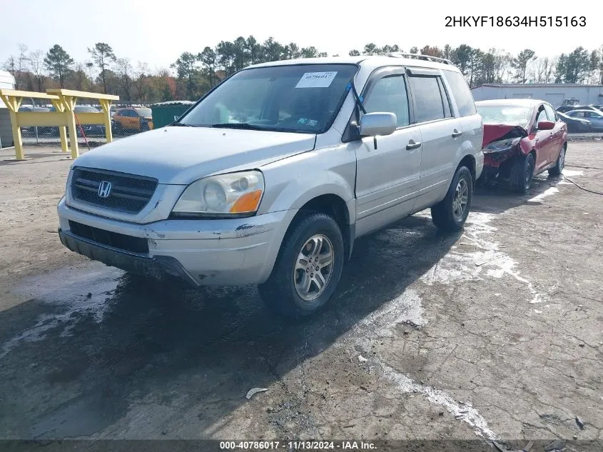 2004 Honda Pilot Ex-L VIN: 2HKYF18634H515163 Lot: 40786017