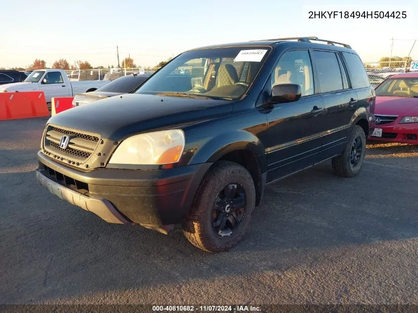 2004 Honda Pilot Ex VIN: 2HKYF18494H504425 Lot: 40810682