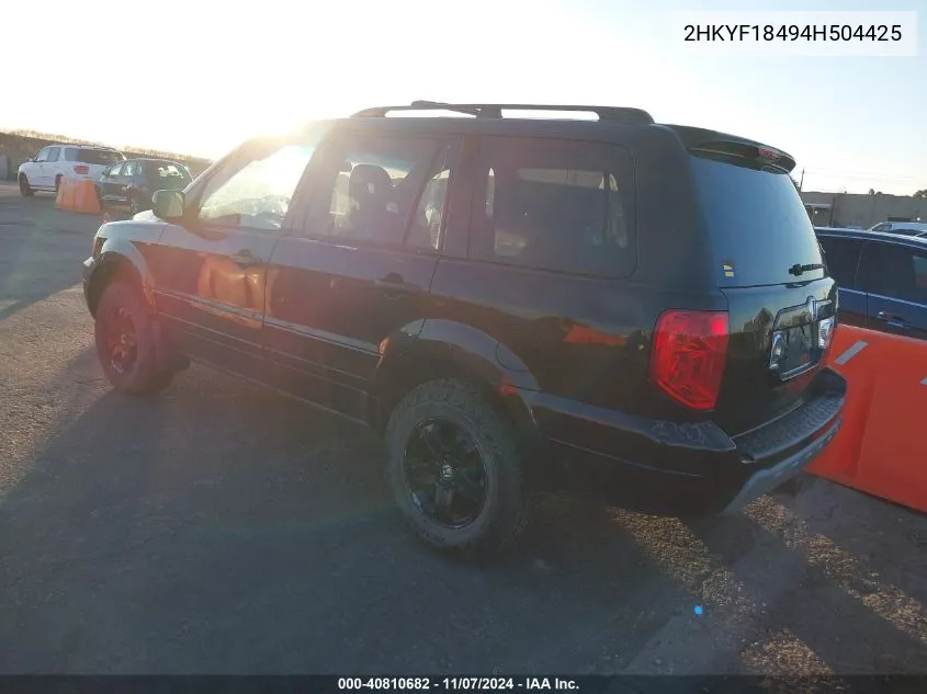 2004 Honda Pilot Ex VIN: 2HKYF18494H504425 Lot: 40810682