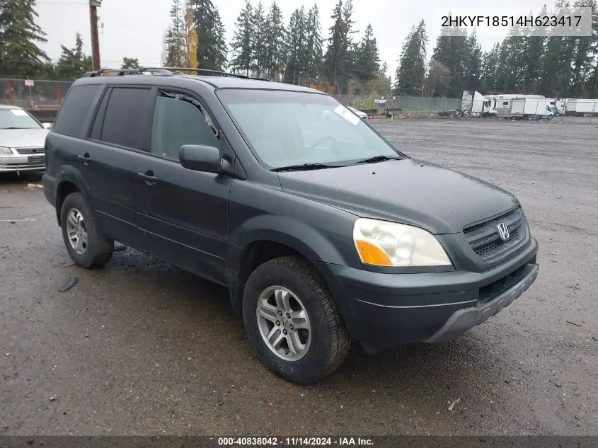 2004 Honda Pilot Ex-L VIN: 2HKYF18514H623417 Lot: 40838042