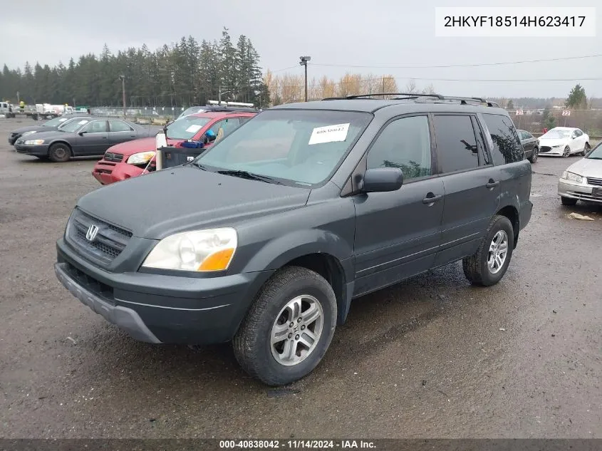 2004 Honda Pilot Ex-L VIN: 2HKYF18514H623417 Lot: 40838042