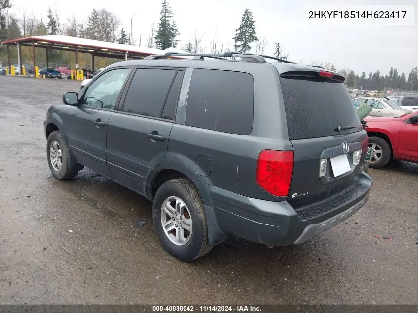 2004 Honda Pilot Ex-L VIN: 2HKYF18514H623417 Lot: 40838042