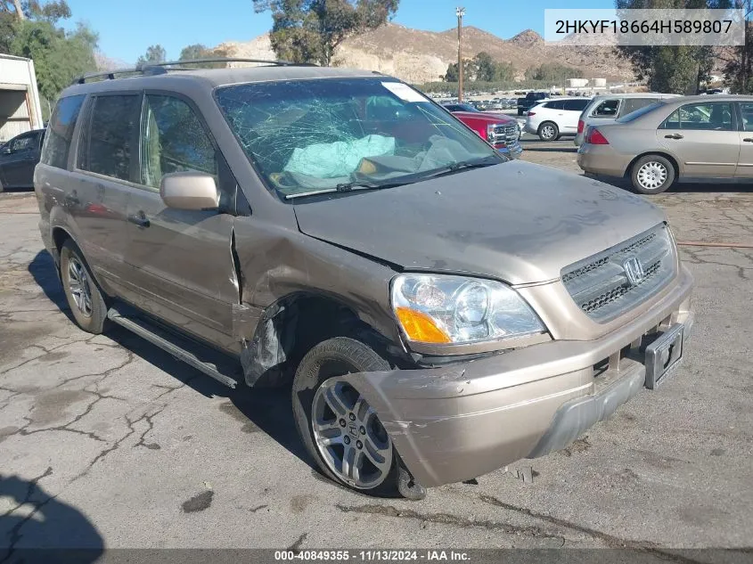 2004 Honda Pilot Ex-L VIN: 2HKYF18664H589807 Lot: 40849355