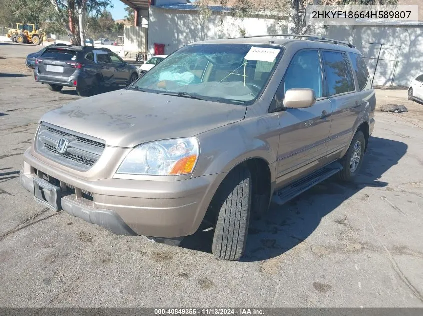 2004 Honda Pilot Ex-L VIN: 2HKYF18664H589807 Lot: 40849355