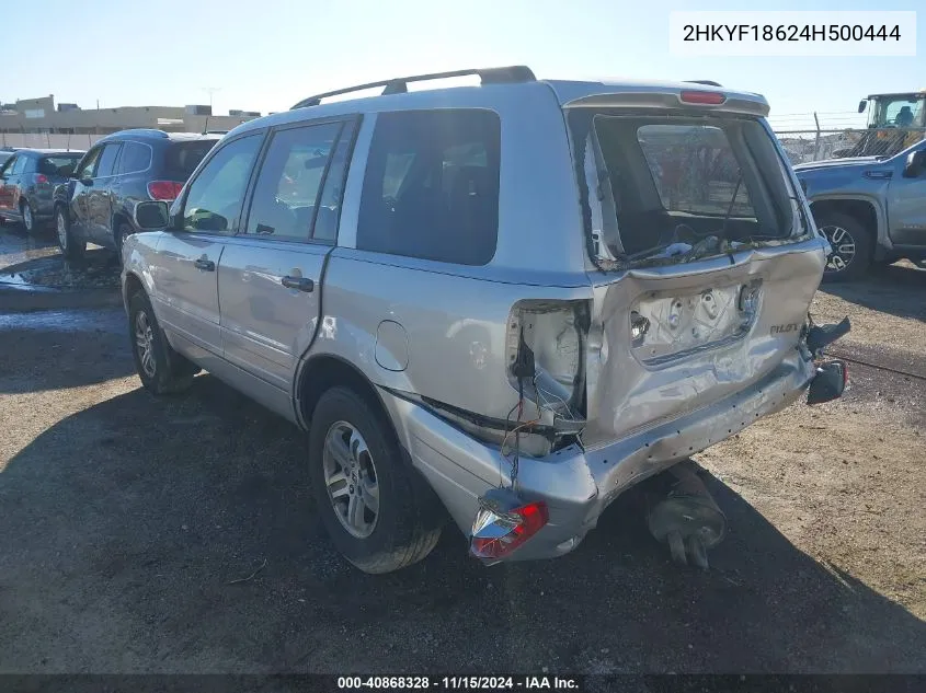 2004 Honda Pilot Ex-L VIN: 2HKYF18624H500444 Lot: 40868328