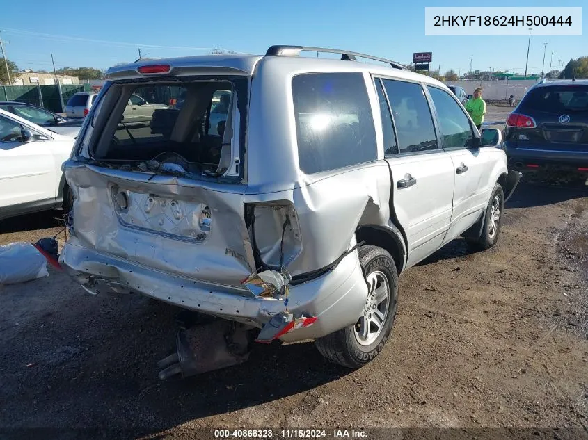 2004 Honda Pilot Ex-L VIN: 2HKYF18624H500444 Lot: 40868328