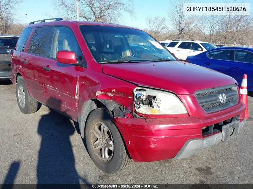 2005 Honda Pilot Ex-L VIN: 2HKYF18545H528626 Lot: 39464781