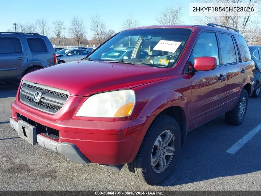 2005 Honda Pilot Ex-L VIN: 2HKYF18545H528626 Lot: 39464781