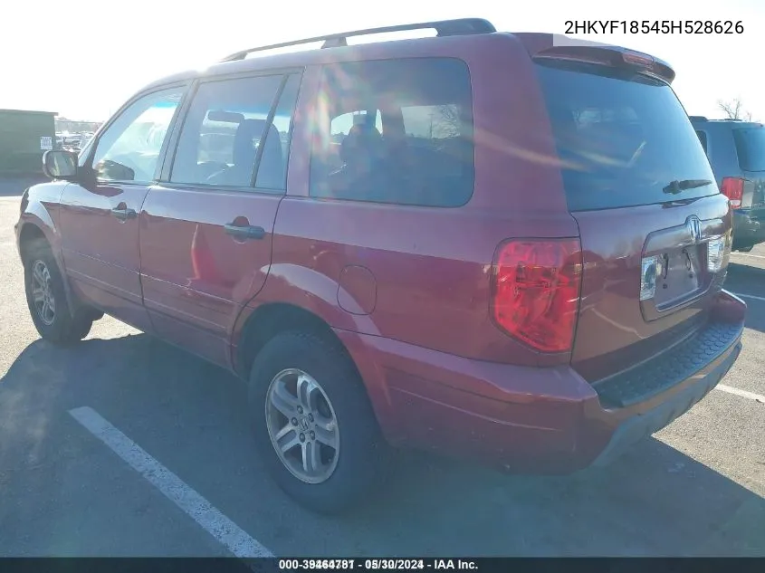 2005 Honda Pilot Ex-L VIN: 2HKYF18545H528626 Lot: 39464781