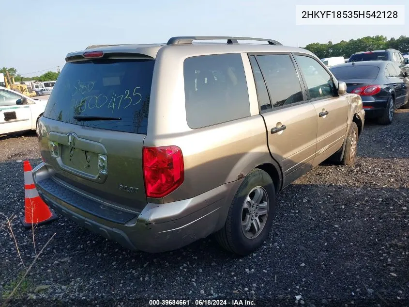 2005 Honda Pilot Ex-L VIN: 2HKYF18535H542128 Lot: 39684661