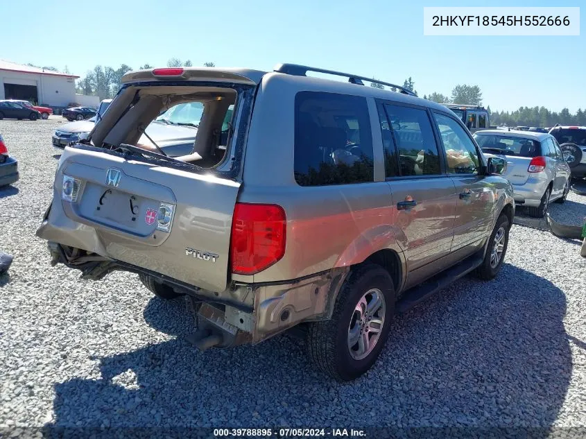 2005 Honda Pilot Ex-L VIN: 2HKYF18545H552666 Lot: 39788895