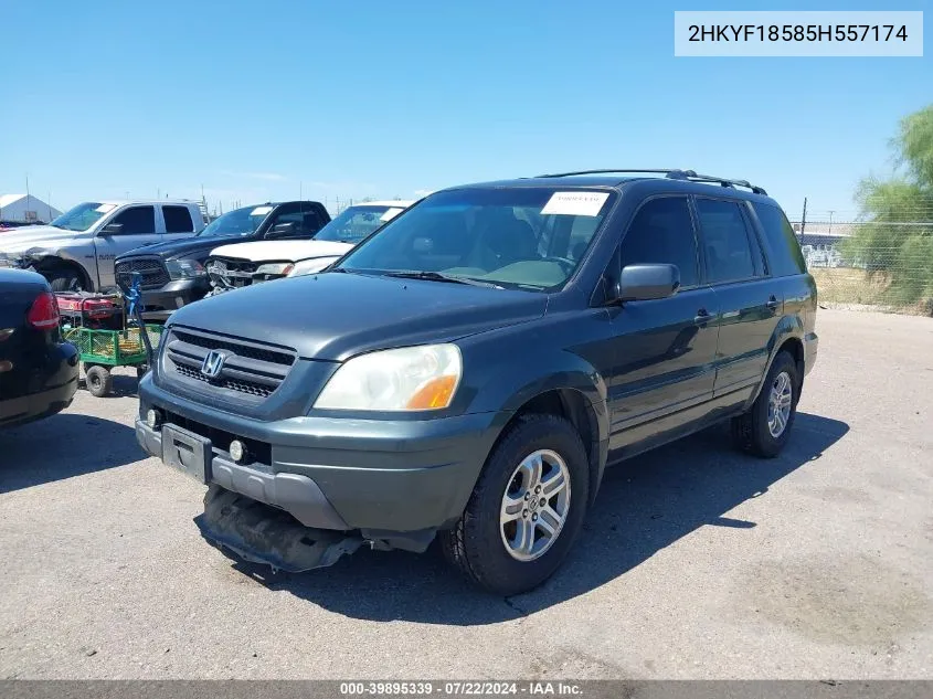 2005 Honda Pilot Ex-L VIN: 2HKYF18585H557174 Lot: 39895339