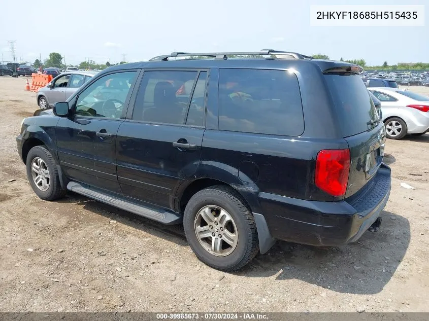 2005 Honda Pilot Ex-L VIN: 2HKYF18685H515435 Lot: 39985673