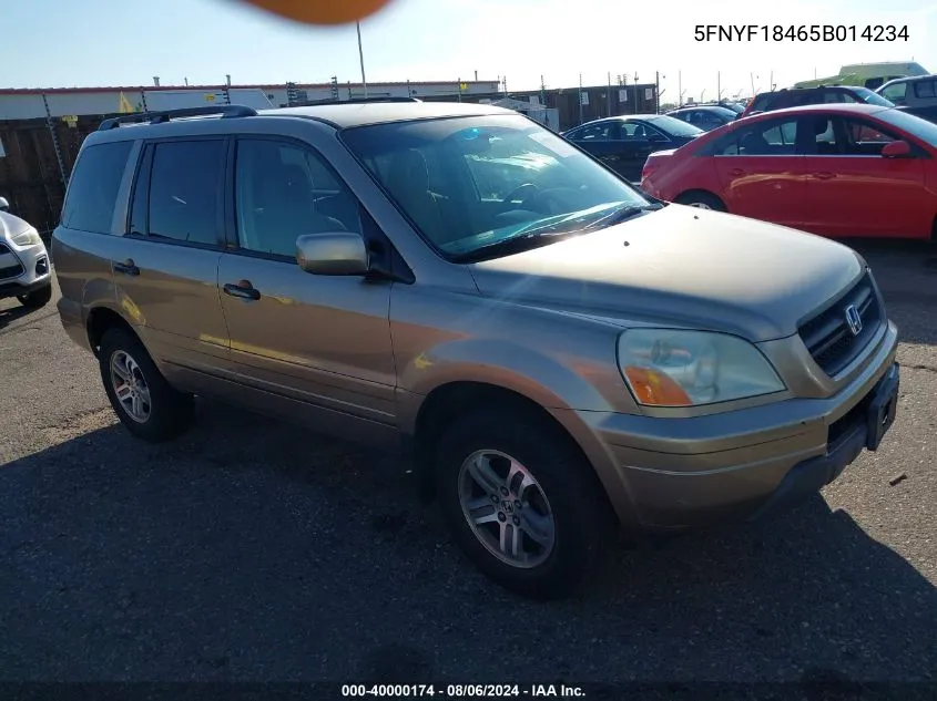 2005 Honda Pilot Ex VIN: 5FNYF18465B014234 Lot: 40000174