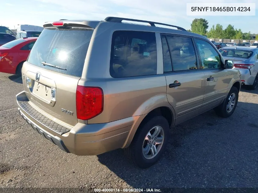 2005 Honda Pilot Ex VIN: 5FNYF18465B014234 Lot: 40000174