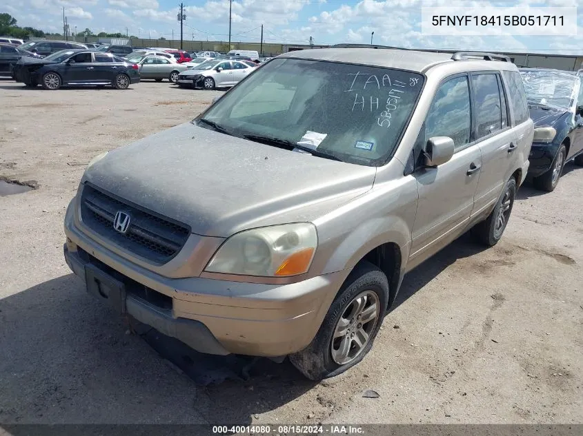 5FNYF18415B051711 2005 Honda Pilot Ex