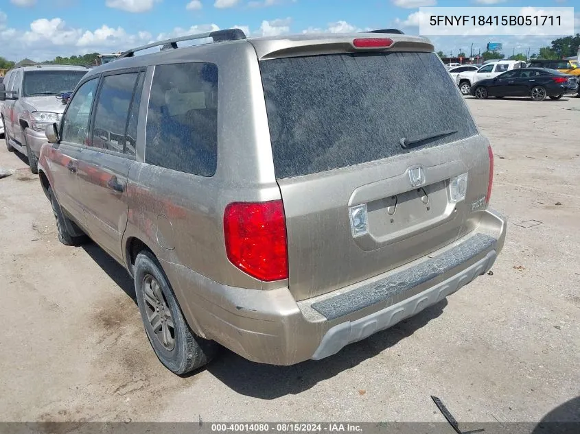 5FNYF18415B051711 2005 Honda Pilot Ex