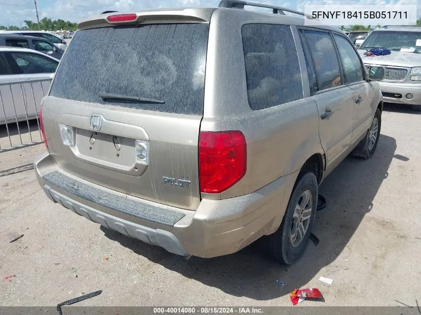 5FNYF18415B051711 2005 Honda Pilot Ex