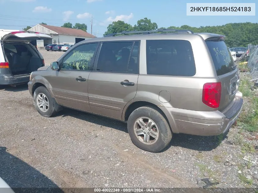 2005 Honda Pilot Ex-L VIN: 2HKYF18685H524183 Lot: 40022249