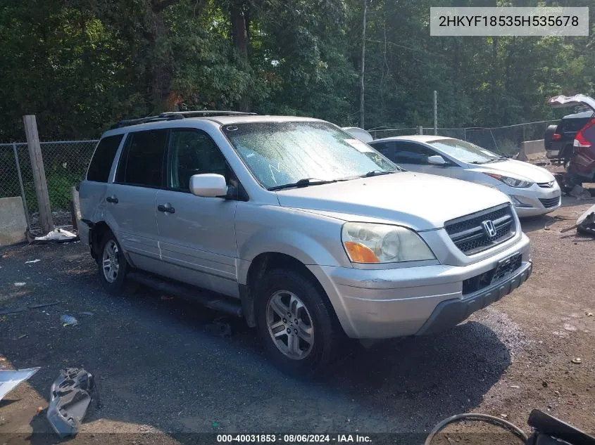 2005 Honda Pilot Ex-L VIN: 2HKYF18535H535678 Lot: 40031853