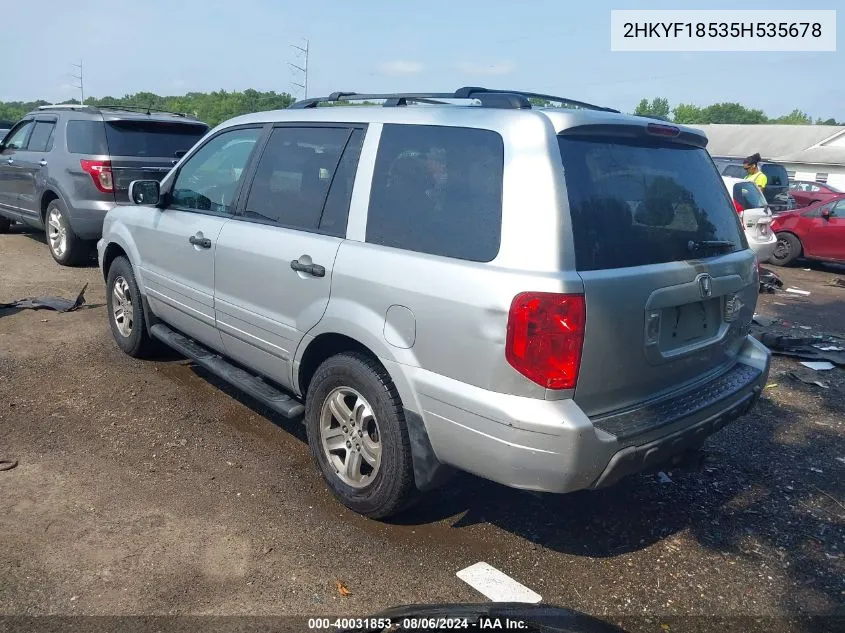 2005 Honda Pilot Ex-L VIN: 2HKYF18535H535678 Lot: 40031853