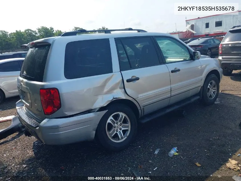 2005 Honda Pilot Ex-L VIN: 2HKYF18535H535678 Lot: 40031853