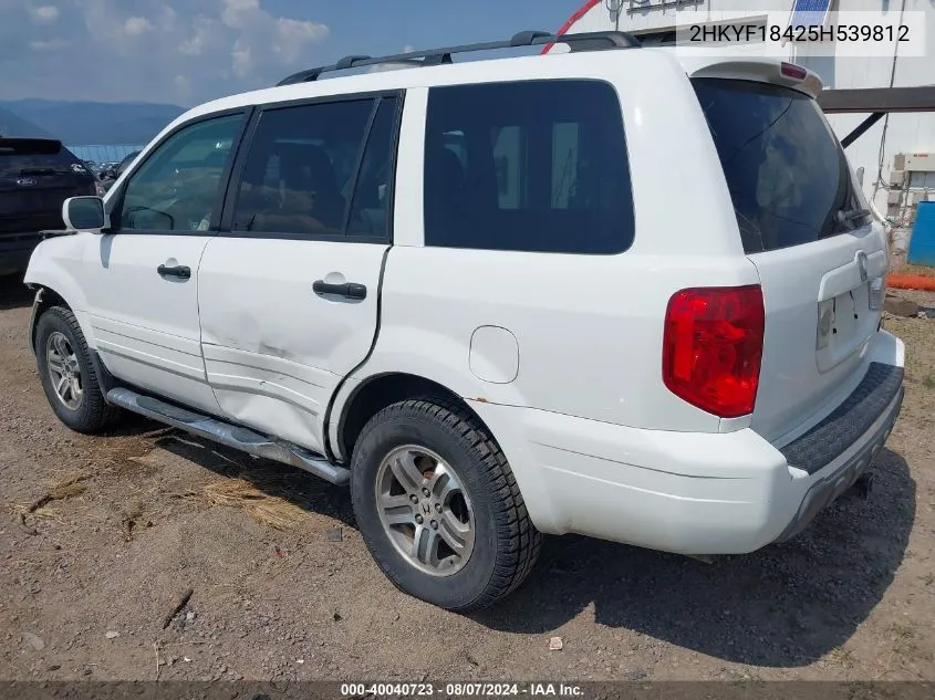 2005 Honda Pilot Ex VIN: 2HKYF18425H539812 Lot: 40040723