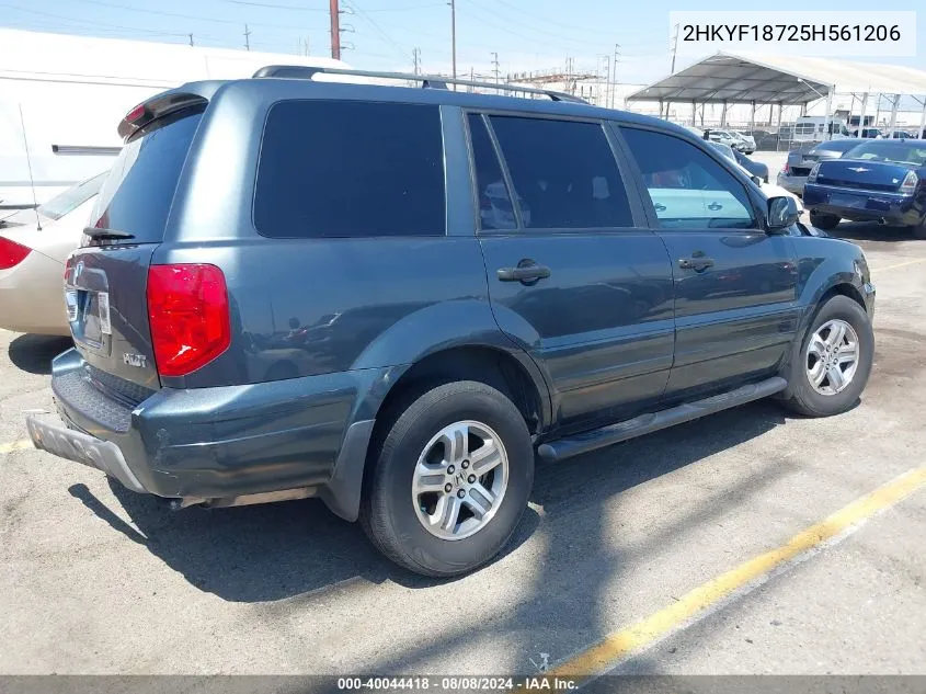 2005 Honda Pilot Ex-L VIN: 2HKYF18725H561206 Lot: 40044418