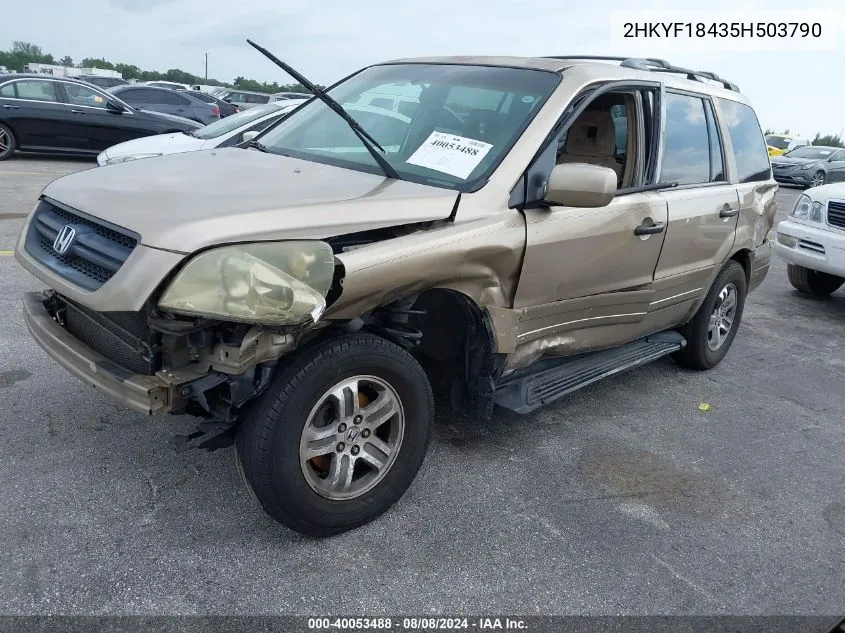 2005 Honda Pilot Ex VIN: 2HKYF18435H503790 Lot: 40053488