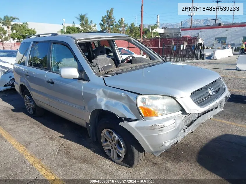 2005 Honda Pilot Ex VIN: 2HKYF18485H539233 Lot: 40093716