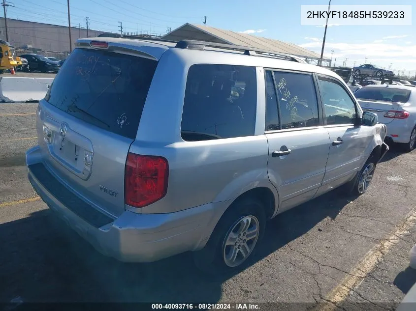 2005 Honda Pilot Ex VIN: 2HKYF18485H539233 Lot: 40093716