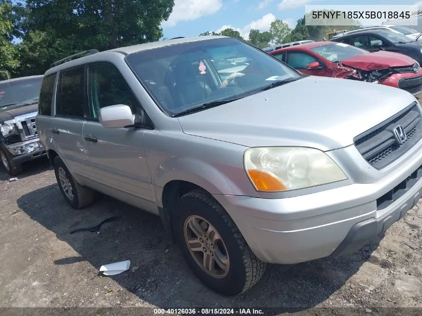 2005 Honda Pilot Ex-L VIN: 5FNYF185X5B018845 Lot: 40126036