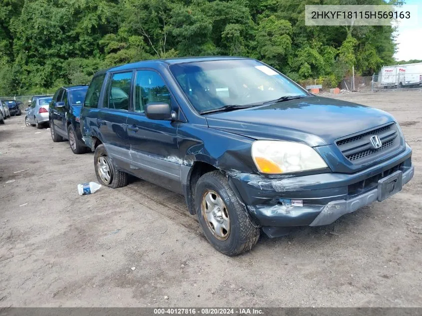 2005 Honda Pilot Lx VIN: 2HKYF18115H569163 Lot: 40127816