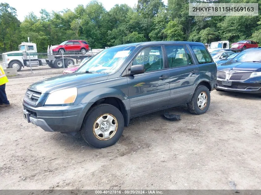 2005 Honda Pilot Lx VIN: 2HKYF18115H569163 Lot: 40127816