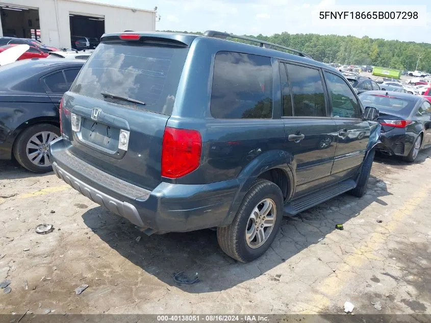 5FNYF18665B007298 2005 Honda Pilot Ex-L