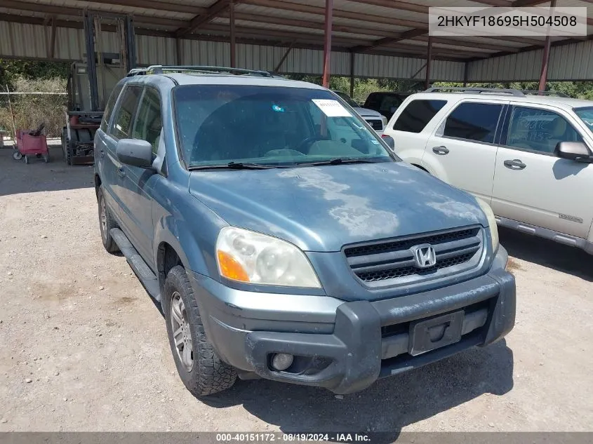 2005 Honda Pilot Ex-L VIN: 2HKYF18695H504508 Lot: 40151172