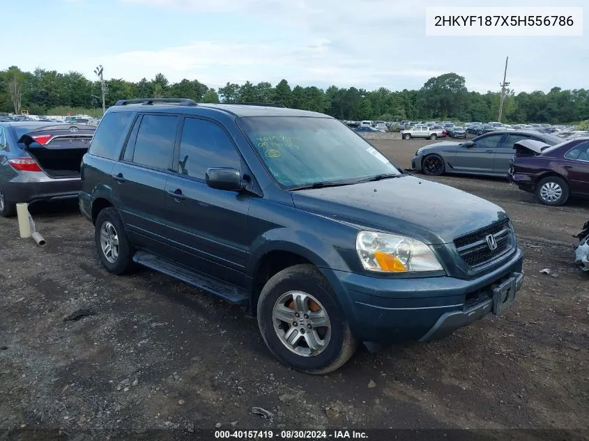 2005 Honda Pilot Ex-L VIN: 2HKYF187X5H556786 Lot: 40157419