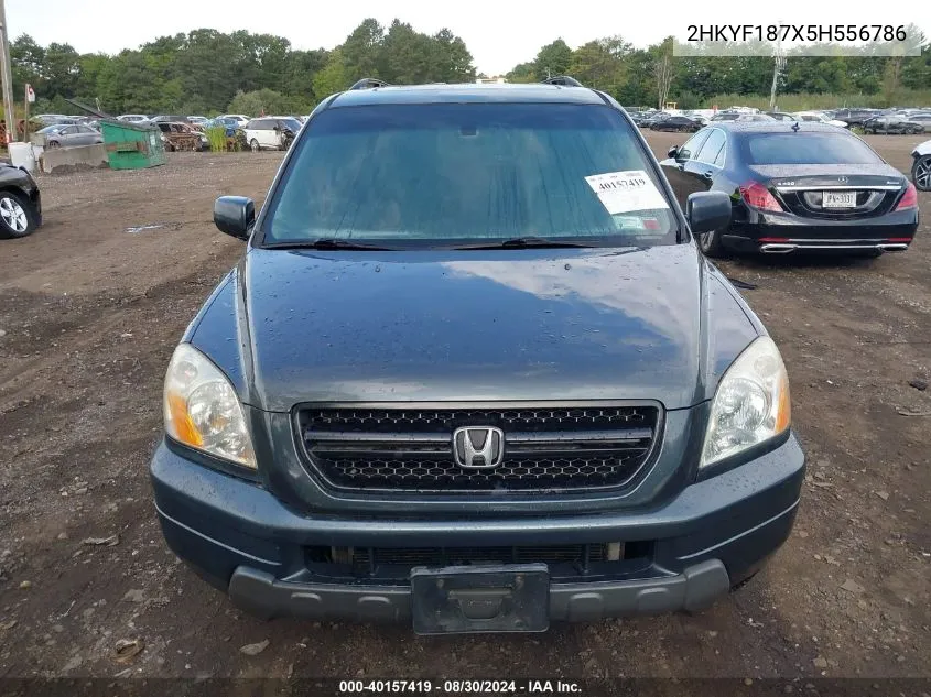 2005 Honda Pilot Ex-L VIN: 2HKYF187X5H556786 Lot: 40157419