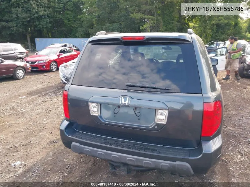 2005 Honda Pilot Ex-L VIN: 2HKYF187X5H556786 Lot: 40157419