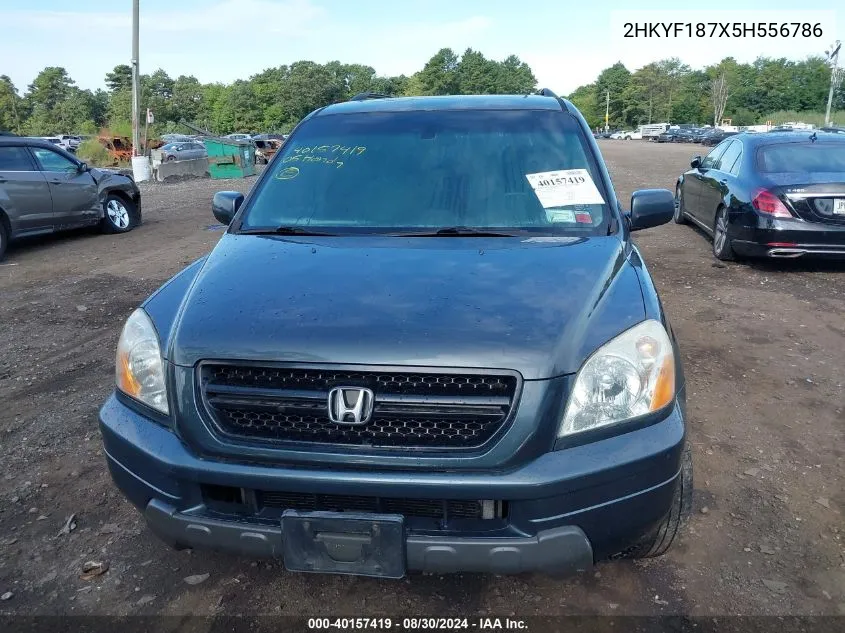 2005 Honda Pilot Ex-L VIN: 2HKYF187X5H556786 Lot: 40157419