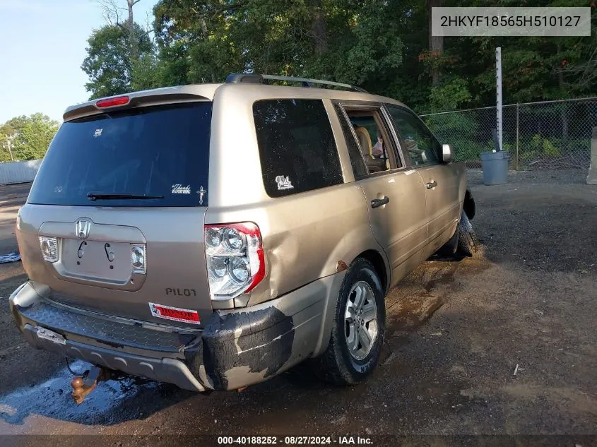 2005 Honda Pilot Ex-L VIN: 2HKYF18565H510127 Lot: 40188252