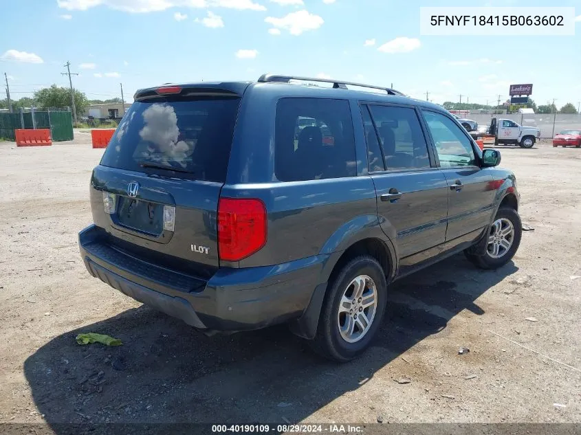 5FNYF18415B063602 2005 Honda Pilot Ex